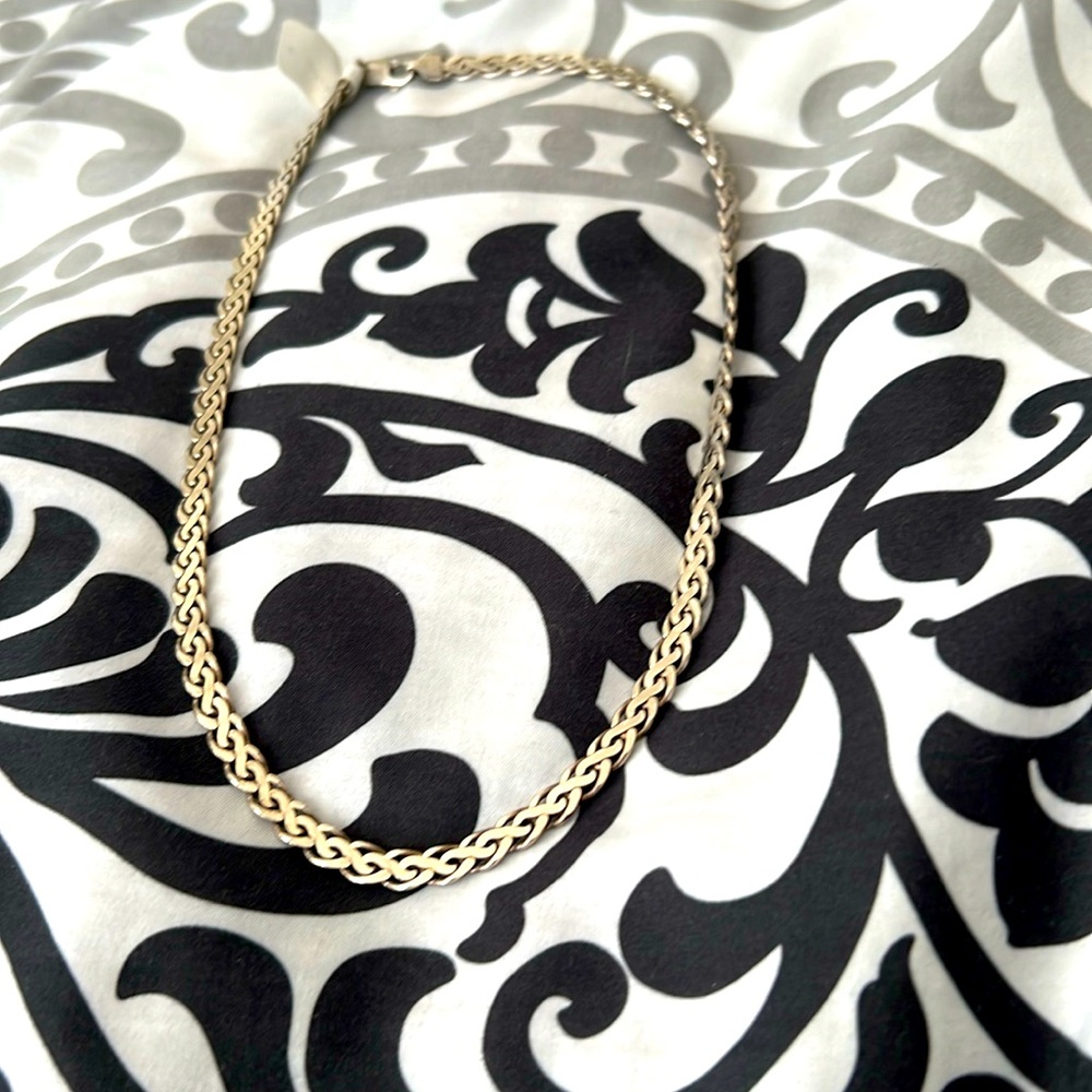 Italian Sterling Silver flat braided chain. Length is 18in. Heavy duty.
